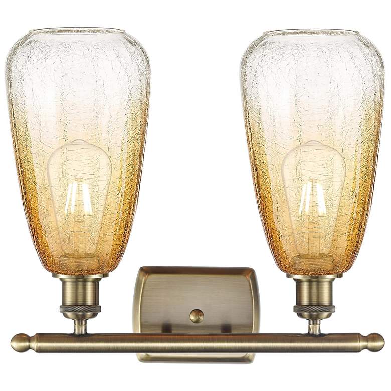Image 2 Ballston Brookhaven Almond 16"W 2-Lt Brass Bath Light w/ Amber Shade more views
