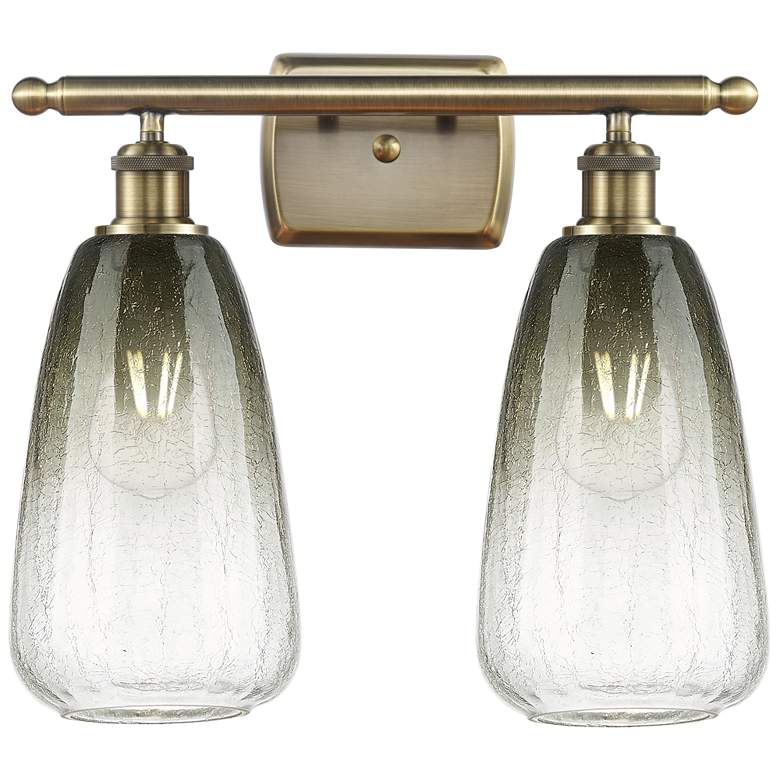 Image 1 Ballston Brookhaven Almond 16"W 2-Lt Brass Bath Light w/ Slate Shade