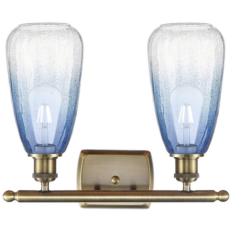 Image 2 Ballston Brookhaven Almond 16"W 2-Lt Brass Vanity w/ Sapphire Shade more views