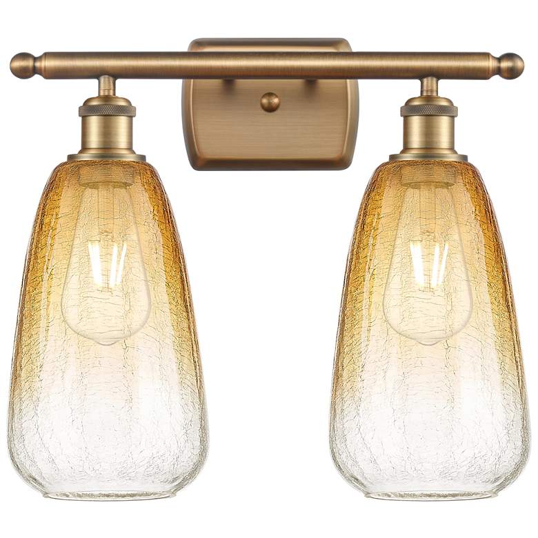 Image 1 Ballston Brookhaven Almond 16"W 2-Lt Brushed Brass Vanity w/ Amber Shade