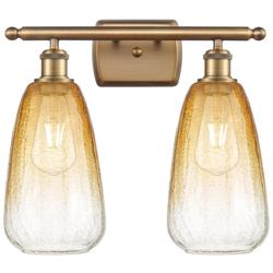 Ballston Brookhaven Almond 16"W 2-Lt Brushed Brass Vanity w/ Amber Shade