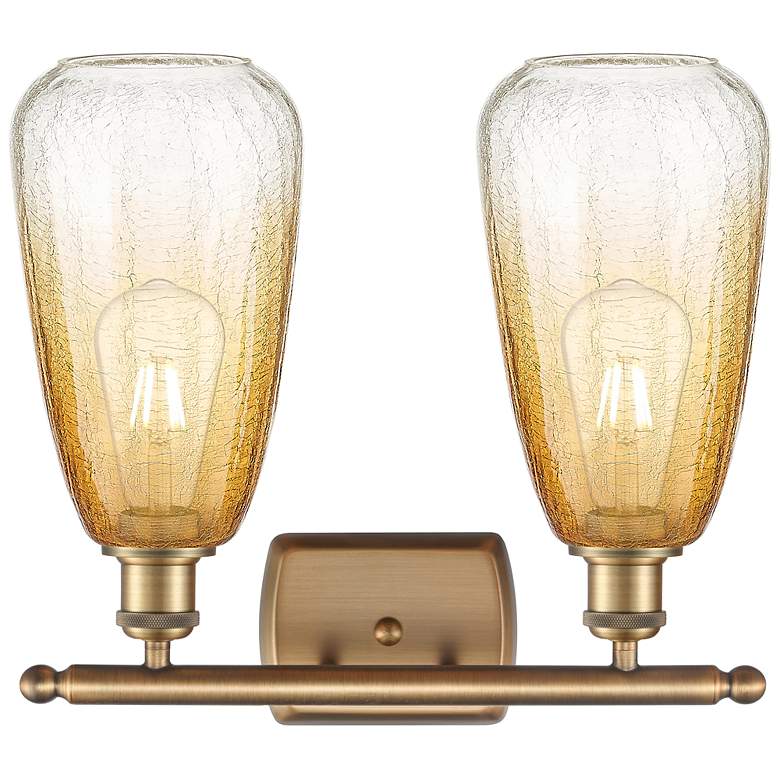 Image 2 Ballston Brookhaven Almond 16"W 2-Lt Brushed Brass Vanity w/ Amber Shade more views