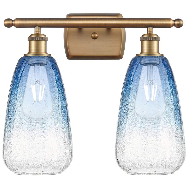 Image 1 Ballston Brookhaven Almond 16"W 2-Lt Brushed Brass Vanity w/ Sapphire Shade