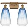 1_Ballston Brookhaven Almond 16"W 2-Lt Brushed Brass Vanity w/ Sapphire Shade