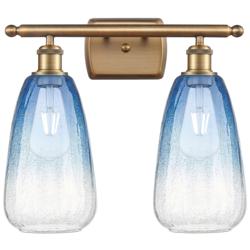 Ballston Brookhaven Almond 16"W 2-Lt Brushed Brass Vanity w/ Sapphire Shade