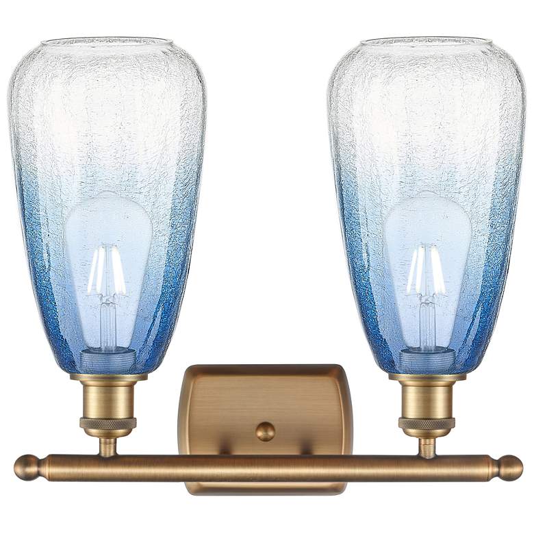 Image 2 Ballston Brookhaven Almond 16"W 2-Lt Brushed Brass Vanity w/ Sapphire Shade more views