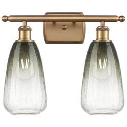 Ballston Brookhaven Almond 16"W 2-Lt Brushed Brass Vanity w/ Slate Shade
