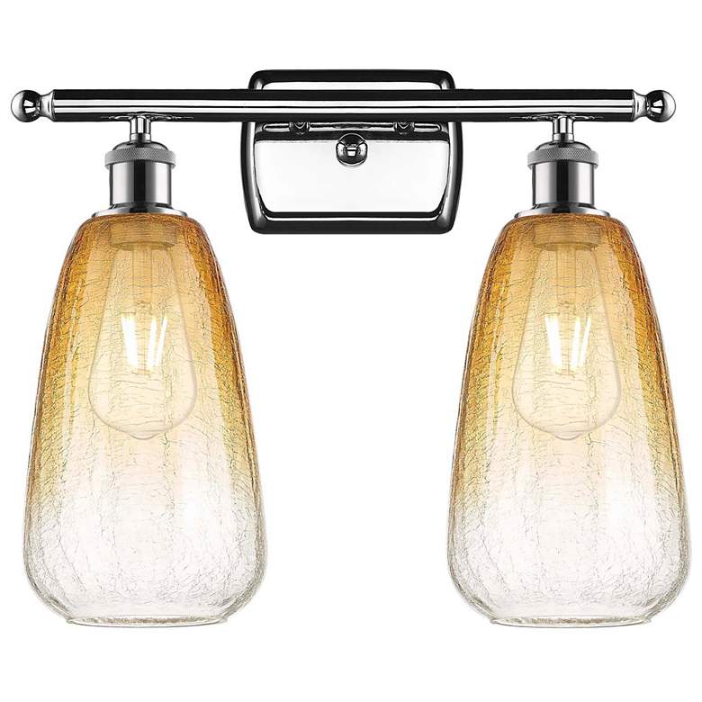 Image 1 Ballston Brookhaven Almond 16"W 2-Lt Chrome Bath Light w/ Amber Shade
