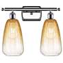 1_Ballston Brookhaven Almond 16"W 2-Lt Chrome Bath Light w/ Amber Shade