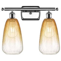 Ballston Brookhaven Almond 16"W 2-Lt Chrome Bath Light w/ Amber Shade