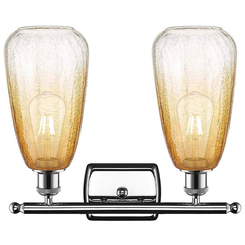 Image 2 Ballston Brookhaven Almond 16"W 2-Lt Chrome Bath Light w/ Amber Shade more views
