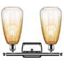 2_Ballston Brookhaven Almond 16"W 2-Lt Chrome Bath Light w/ Amber Shade more views