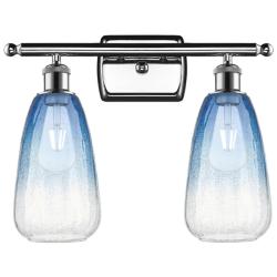 Ballston Brookhaven Almond 16"W 2-Lt Chrome Vanity w/ Sapphire Shade