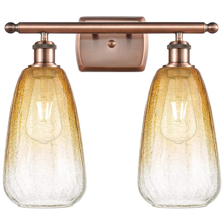 Image 1 Ballston Brookhaven Almond 16"W 2-Lt Copper Bath Light w/ Amber Shade