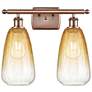 1_Ballston Brookhaven Almond 16"W 2-Lt Copper Bath Light w/ Amber Shade