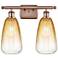 Ballston Brookhaven Almond 16"W 2-Lt Copper Bath Light w/ Amber Shade