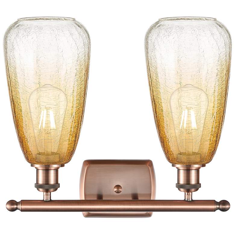 Image 2 Ballston Brookhaven Almond 16"W 2-Lt Copper Bath Light w/ Amber Shade more views