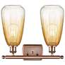 2_Ballston Brookhaven Almond 16"W 2-Lt Copper Bath Light w/ Amber Shade more views