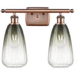 Ballston Brookhaven Almond 16"W 2-Lt Copper Bath Light w/ Slate Shade