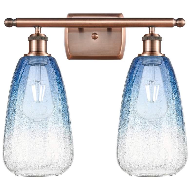 Image 1 Ballston Brookhaven Almond 16"W 2-Lt Copper Vanity w/ Sapphire Shade