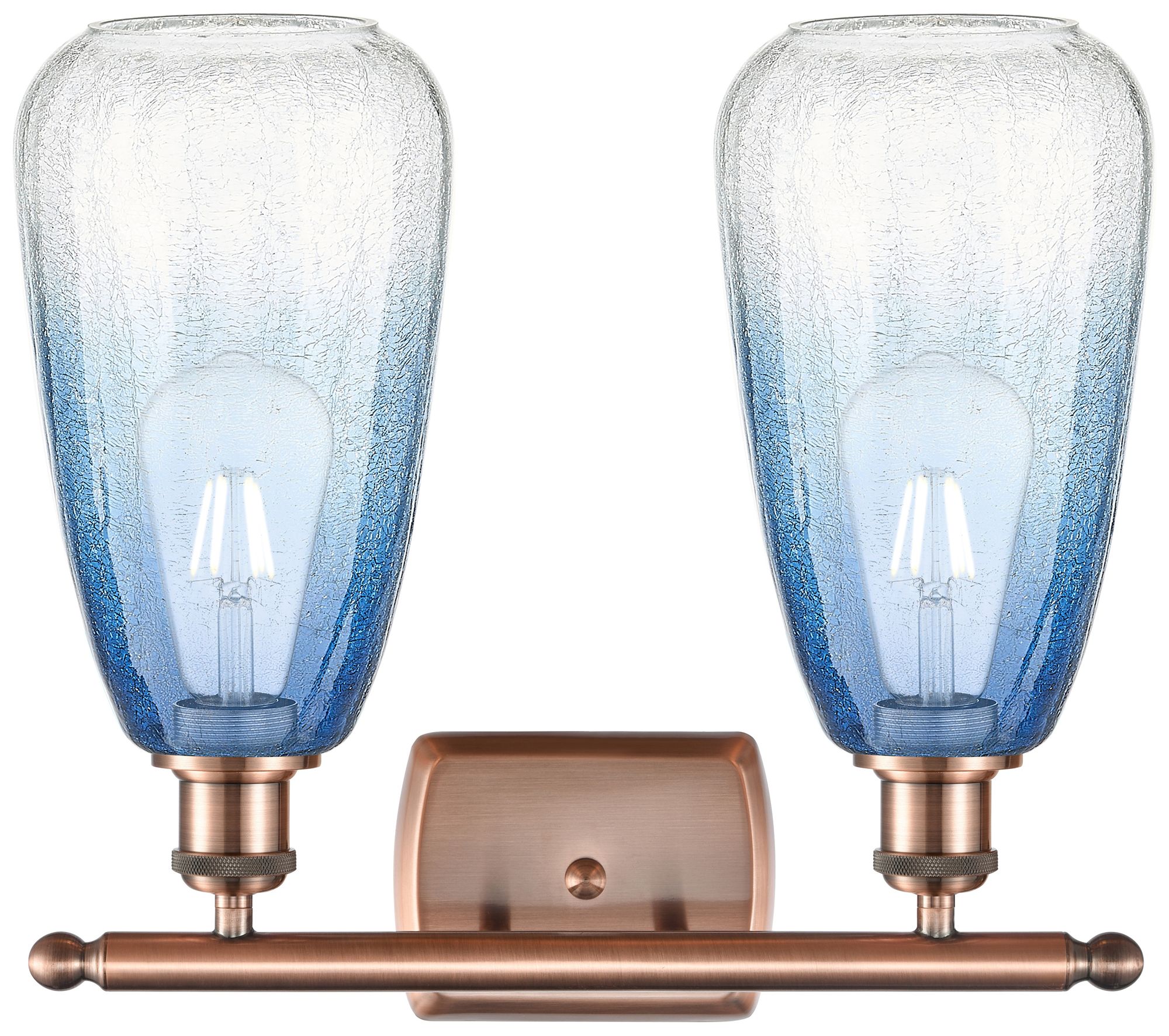 Image 2 Ballston Brookhaven Almond 16"W 2-Lt Copper Vanity w/ Sapphire Shade more views