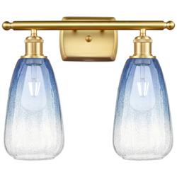 Ballston Brookhaven Almond 16"W 2-Lt Gold Bath Light w/ Sapphire Shade