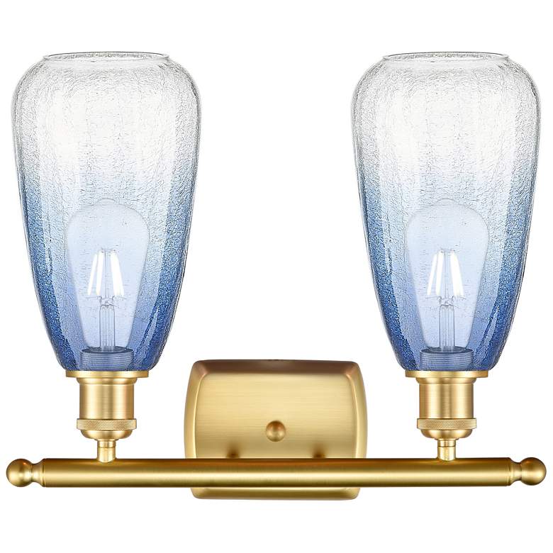 Image 2 Ballston Brookhaven Almond 16"W 2-Lt Gold Bath Light w/ Sapphire Shade more views