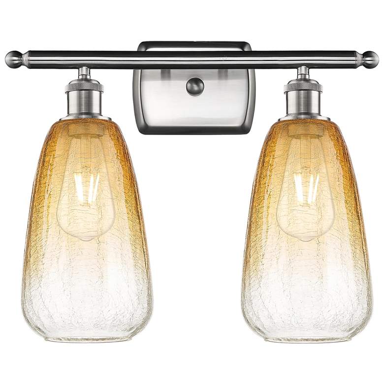 Image 1 Ballston Brookhaven Almond 16"W 2-Lt Nickel Bath Light w/ Amber Shade