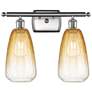 1_Ballston Brookhaven Almond 16"W 2-Lt Nickel Bath Light w/ Amber Shade