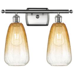 Ballston Brookhaven Almond 16"W 2-Lt Nickel Bath Light w/ Amber Shade