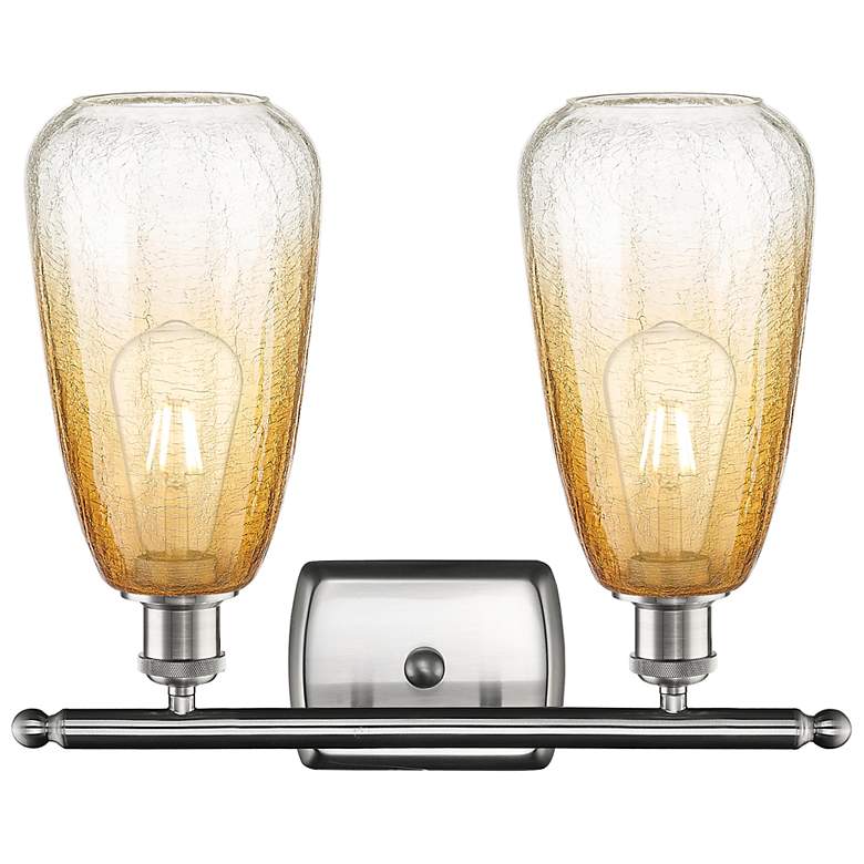 Image 2 Ballston Brookhaven Almond 16"W 2-Lt Nickel Bath Light w/ Amber Shade more views