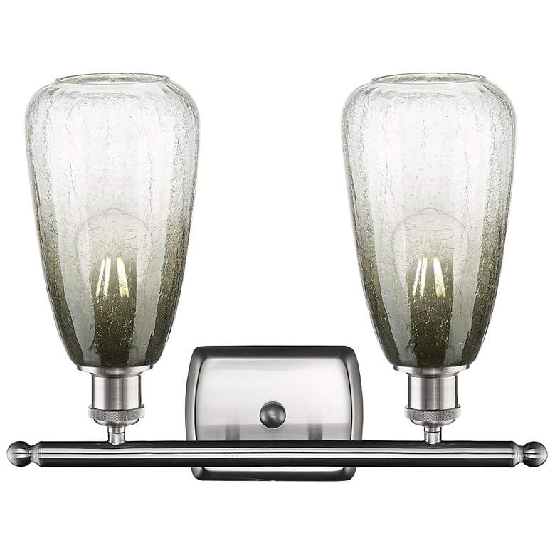 Image 2 Ballston Brookhaven Almond 16"W 2-Lt Nickel Bath Light w/ Slate Shade more views