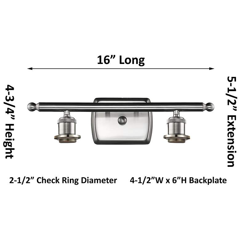 Image 3 Ballston Brookhaven Almond 16"W 2-Lt Nickel Bath Light w/ Slate Shade more views