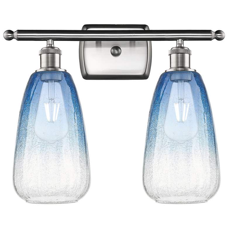 Image 1 Ballston Brookhaven Almond 16"W 2-Lt Nickel Vanity w/ Sapphire Shade