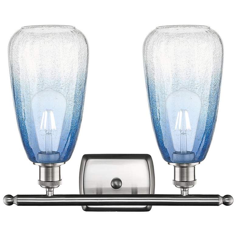 Image 2 Ballston Brookhaven Almond 16"W 2-Lt Nickel Vanity w/ Sapphire Shade more views