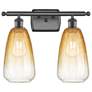 1_Ballston Brookhaven Almond 16"W 2-Lt Oiled Bronze Vanity w/ Amber Shade
