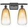 Ballston Brookhaven Almond 16"W 2-Lt Oiled Bronze Vanity w/ Amber Shade