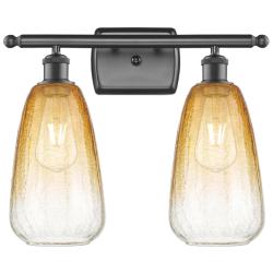 Ballston Brookhaven Almond 16"W 2-Lt Oiled Bronze Vanity w/ Amber Shade