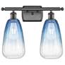 1_Ballston Brookhaven Almond 16"W 2-Lt Oiled Bronze Vanity w/ Sapphire Shade