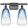 Ballston Brookhaven Almond 16"W 2-Lt Oiled Bronze Vanity w/ Sapphire Shade