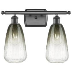 Ballston Brookhaven Almond 16"W 2-Lt Oiled Bronze Vanity w/ Slate Shade