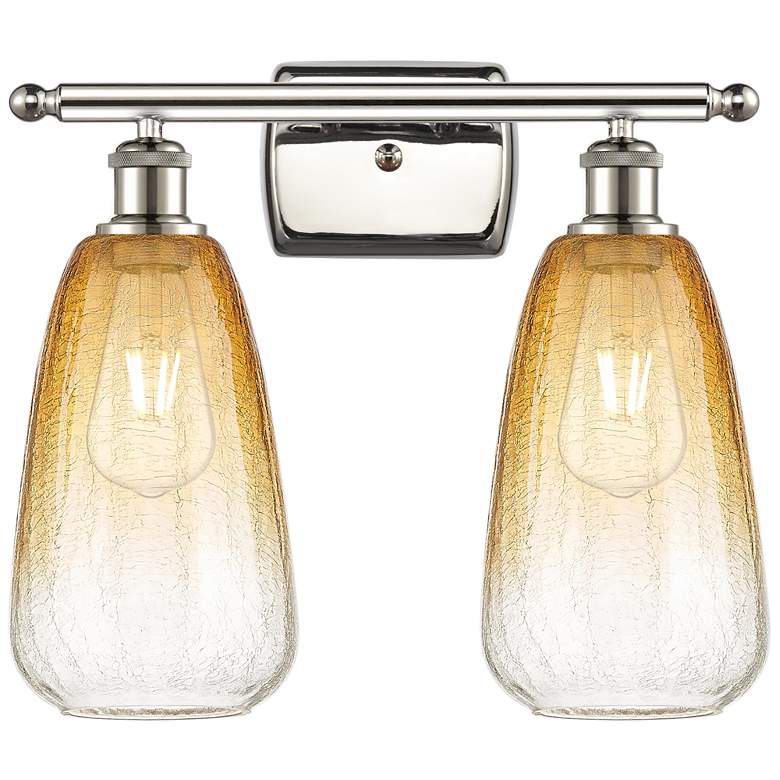 Image 1 Ballston Brookhaven Almond 16"W 2-Lt Polished Nickel Vanity w/ Amber Shade