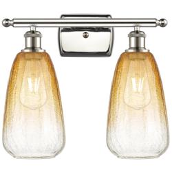 Ballston Brookhaven Almond 16"W 2-Lt Polished Nickel Vanity w/ Amber Shade