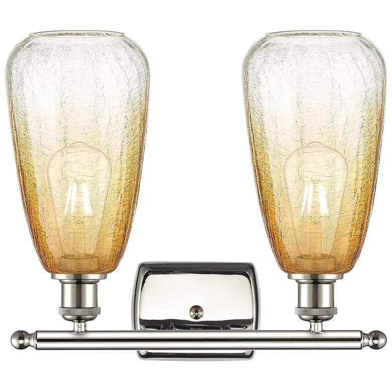 Image 2 Ballston Brookhaven Almond 16"W 2-Lt Polished Nickel Vanity w/ Amber Shade more views
