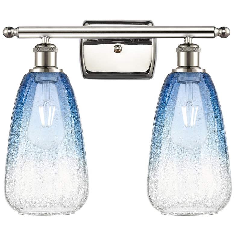 Image 1 Ballston Brookhaven Almond 16"W 2-Lt Polished Nickel Vanity w/ Blue Shade