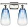 Ballston Brookhaven Almond 16"W 2-Lt Polished Nickel Vanity w/ Blue Shade