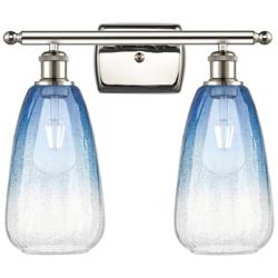 Ballston Brookhaven Almond 16"W 2-Lt Polished Nickel Vanity w/ Blue Shade