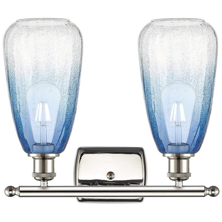 Image 2 Ballston Brookhaven Almond 16"W 2-Lt Polished Nickel Vanity w/ Blue Shade more views