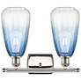2_Ballston Brookhaven Almond 16"W 2-Lt Polished Nickel Vanity w/ Blue Shade more views