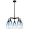 Ballston Brookhaven Almond 25"W 5 Light Black Stem Chandelier w/ Blue Shade
